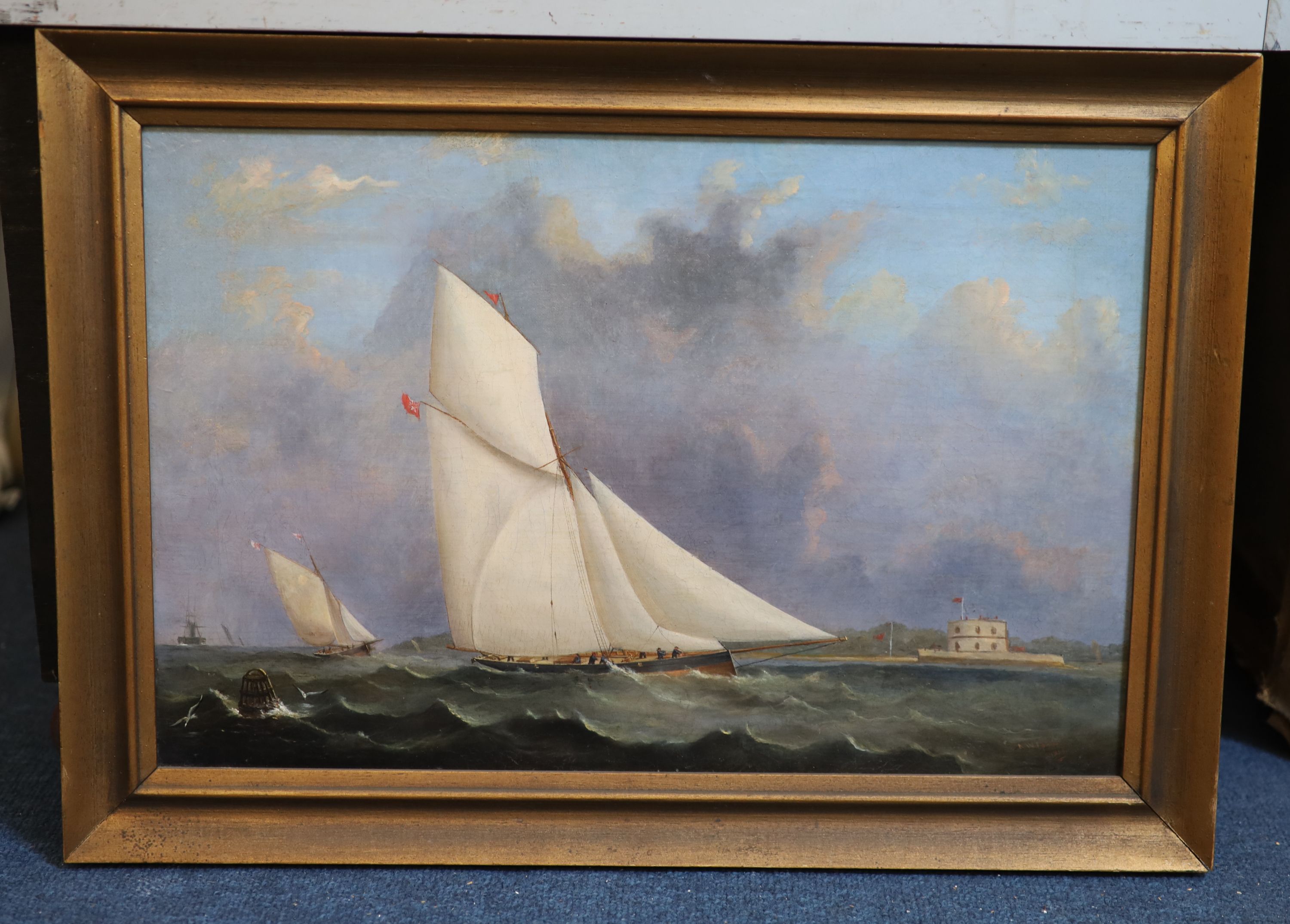 Arthur Wellington Fowles (1815-1883), The Yacht ‘Iris’, Oil on canvas laid on board, 29 x 44 cm.